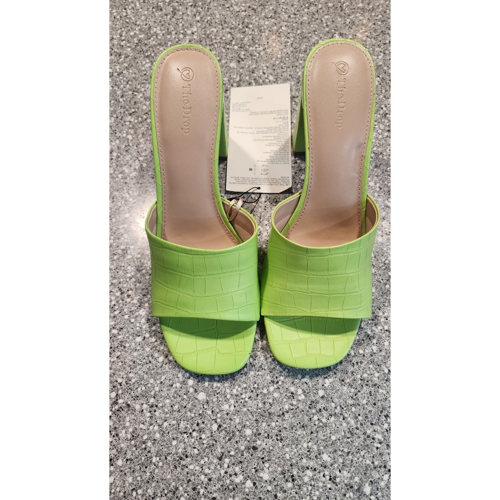 The Drop Avery Square Toe Mules Women Size 9.5 Neon Green New With‎ Tags